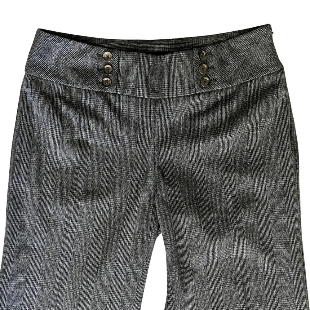WHBM Gray/Black Plaid Wide Leg Trouser Pants- Front Sailor Buttons (size 0) - Picture 4 of 16